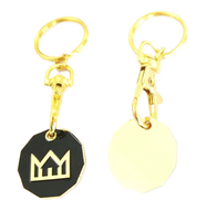 Porte-clés métalliques personnalisés avec mousqueton, en alliage de zinc vierge, finition chromée argentée/dorée, jetons de chariot, promotionnels numériques