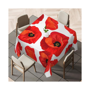 Dining Red Roses Cotton <b>Linen</b> 60x120 Inch Wrinkle Resistant ISO 14001 Balanced Texture Smooth Surface Custom Logo Dining Setup - Product Image 4