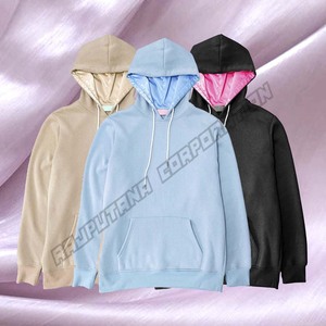 เสื้อสเวตเตอร์ผ้าซาตินสีพื้นสตรีทแวร์,เสื้อมีฮู้ดซับในผ้าไหมชาย/หญิง - Product Image 3