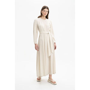 Robe élégante longue à fleurs avec ceinture pour femme, idéale pour le bureau et les soirées - Product Image 1