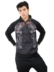 Conjunto de chándal estampado Sudadera con capucha y cremallera completa con cordón ajustable y pantalones de Jogger a juego Ropa deportiva de dos piezas - Product Image 3