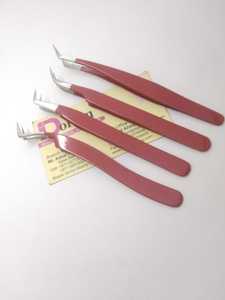 Pince à cils enduite de couleur rouge de qualité durable pince à cils en acier inoxydable volume semi-incurvé pince à cils à 45 degrés - Product Image 2