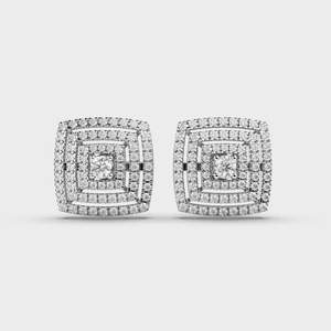 Round Cut Lab Grown <b>Diamond</b> Stud <b>Earrings</b> <b>Square</b> Style Engagement Wedding <b>Earrings</b> 14k Solid Gold Gifts for Partner - Product Image 4