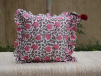 Housses de coussin carrées 100 % coton à volants, imprimées à la main, motif floral, style bohème, pour la maison et l'hôpital, tailles personnalisables, fermeture à cordon