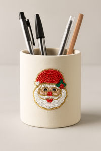 Embroidered Pen <b>Holder</b> Collection Luxury Beaded Desktop Organizer Custom Fabric <b>Stationery</b> Cup Boutique Retail Corporate Gifts - Product Image 2
