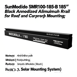 รางยึดอลูมิเนียมเคลือบสีดำ SunModo SMR100-185-B ขนาด 185 นิ้ว สำหรับติดตั้งบนหลังคาและหลังคาโรงรถ - Product Image 2