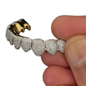 Rejilla Dental Personalizada Chapada en Oro de 10k, Estilo Hip Hop, con Diamantes VVS Moissanite, para Hombre, Joyería de Plata 925 para Bodas - Product Image 2