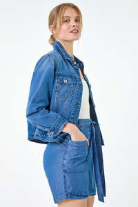 Nouvelle veste en jean recadrée en coton bleu pour femmes personnalisée de qualité supérieure à manches longues conçue pour les femmes pour un confort en toutes saisons - Product Image 3