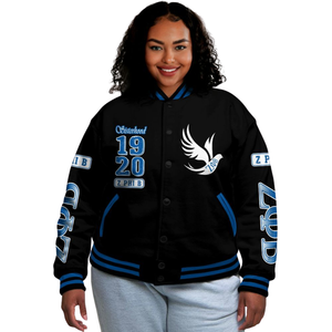 Zeta Phi Beta 1920 Greek Life Founders Blue <b>White</b> Varsity Letterman Jacket Sorority ZPB Chenille Patch Apparel - Product Image 1