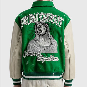 Chaqueta Varsity Personalizada de Invierno para Hombre, Mangas de Cuero PU de Alta Calidad, Estilo Urbano, Resistente al Viento, Poliéster Ecológico, Letras Personalizadas - Product Image 4