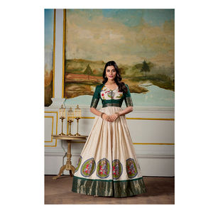 Vestido Anarkali de lujo de la mejor calidad, conjunto de Koti, estampado Kalamkari, tejido Zari, Broder Dola para ropa de boda tradicional, hecho alto - Product Image 1