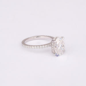 Oval and Round Cut Halo Lab Grown Diamond VVS Clarity <b>Ring</b> 14KT Solid White Gold Classic Engagement <b>Proposal</b> Jewelry - Product Image 3