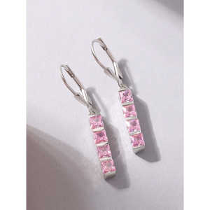 Women's Pink Fashion <b>Stud</b> Earrings with Dangling Design Elegant & Stylish Accessory - Product Image 2
