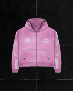 Sweats à capuche avec fermeture éclair complète Pantalon de survêtement évasé empilé Ensemble de survêtement deux pièces en coton personnalisé délavé à l'acide Survêtement unisexe pour hommes - Product Image 2