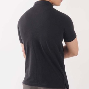 Men's Plus Size Black Short Sleeve Polo <b>Shirt</b> 100% Cotton Knitted Casual Solid Color Zipper <b>Collar</b> - Product Image 3