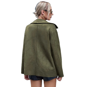 Veste longue en cuir véritable haut de gamme pour femmes en peau de mouton classique Moto style col montant coupe ajustée imperméable coupe-vent - Product Image 6