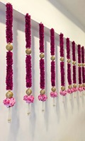 Jasmine Garland dengan gantungan mutiara mawar hiasan Backdrops Diwali dekorasi panggung Haldi dekorasi mulus dekorasi mantel tangga