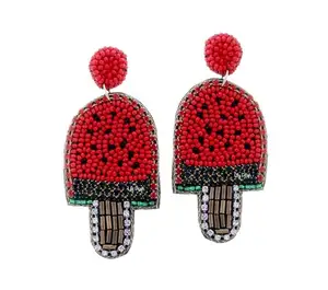 Seed beads Embroidery Christmas earrings Holiday jewelry Festive designs Handcrafted earrings Beadwork accept custom Design logo