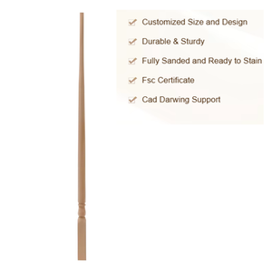 Fácil de instalar personalizado Pin Top Baluster 5015 38 "Hard Maple OEM ODM Disponible para escalera externa interna - Product Image 3