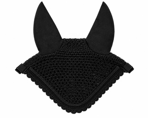 <b>Black</b> Luxury Velvet Horse Saddle Pad Set with Breathable Fly <b>Veil</b> & Brushing Boots/Mesh Bell Boots | English Equestrian Tack Set - Product Image 4