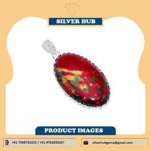 Créateur fait main en argent Sterling 925 pierre de sang rouge pendentif pierre de guérison naturelle déclaration bijoux pour femmes ethnique en vrac - Product Image 4