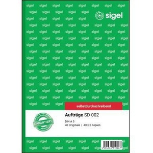 Papel Autocopiativo SIGEL DIN A5 56g/m, 2 Copias, para Escritura a Mano y Máquina de Escribir, Rosa Amarillo, 3x40 Hojas, Formulario de Pedido - Product Image 1