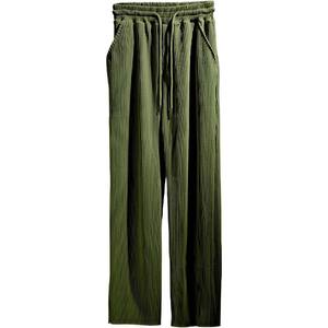 Pantalon décontracté pour homme en tricot côtelé, respirant, lourd, taille élastique, plissé devant, coupe ample, taille mi-haute, tendance - Product Image 5