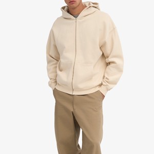 Nouveau design personnalisé de haute qualité poids lourd bouffant impression hommes 100% coton broderie fermeture éclair hiver sweats à capuche surdimensionnés pour hommes - Product Image 1