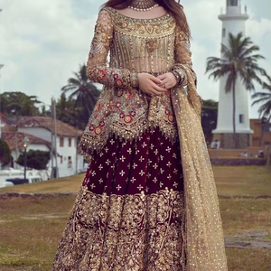 LATEST-BEAUTIFUL--BRIDAL--KURT-WITH-LEHENGA-vestido con estampado de TRAIL, adornado con cuentas de cristal, para boda, 2021 - Product Image 6