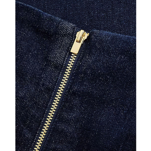 Piernas anchas moda cintura media último Color sólido atado pantalón acampanado cierre de cremallera campana inferior transpirable Jeans para mujeres - Product Image 4