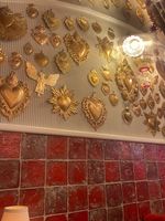 Miroir mural Cœur Sacré en fer, Art Déco Milagro Ex-Voto, Écologique, Fixation sur porte, Forme ronde, Motif croix, Ensemble de 4 pièces, Décoration