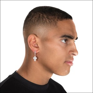 Boucles d'oreilles exclusives en forme de croix en or massif 14 carats pour chaque fête, tenue de club - Product Image 2