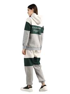 Ropa de Fitness de manga larga con cremallera y capucha personalizable para mujer, chándal con capucha larga informal de nuevo diseño de 2 piezas estampado - Product Image 2