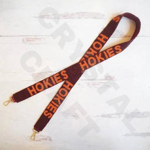 Star Yallow personnalisé 'Hook Em Horns' Accessoire à la mode Sangles de sac de perles de rocaille en or blanc Sangle de sac à main perlée - Product Image 3