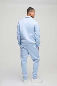 Wholesale Custom Tracksuit Sportswear Men Light Blue Tracksuit Set 100% Cotton Modern Fit Smooth <b>Fabric</b> Tracksuits Co-Ord Outfit - Product Image 2