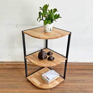 KGT68019 Wood Corner <b>Shelf</b> in Fan-Shape for Living Room Space - Product Image 5