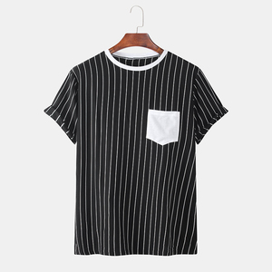 Men's <b>Black</b> 100% Cotton Oxford Fabric O-Neck Short Sleeve Regular Fit <b>Long</b> Sporty Breathable T-Shirt Jersey Knit <b>Top</b> - Product Image 1