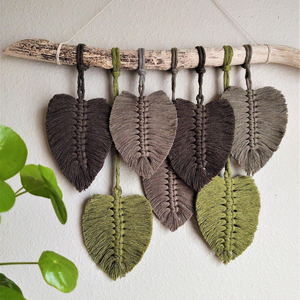 Décor scandinave feuille de macramé tenture murale décor Arts et artisanat corde de fibre de coco colorée macramé - Product Image 3