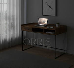 Bureau de travail en bois élégant avec pieds en métal, table contemporaine, poste de travail - Product Image 4