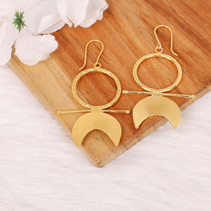 Pendientes Populares de Latón Liso Chapados en Oro Amarillo, Joyería al por Mayor, Pendientes de Moda Hechos a Mano para Mujer, Proveedores de Joyería de Latón - Product Image 4