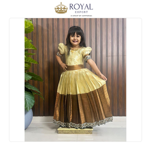 Dernière collection de vêtements indiens pour enfants Kanjivaram Silk Lehenga Choli pour mariage - Product Image 5