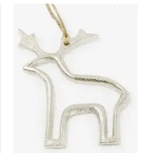 Buy Glittering Moose Christmas Sterling Silver Charm Design Hanging Casted Aluminium In Nickel Finished For Home Decoration