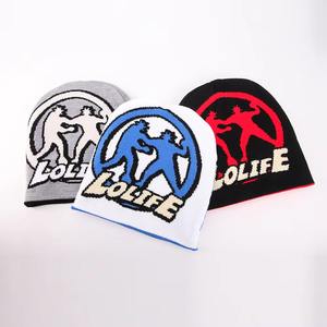 Gorro con puños para exteriores de invierno para hombres y mujeres, gorro de calavera elástico suave de punto grueso para días fríos, jacquard - Product Image 1