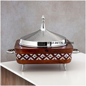 Casserole de forme rectangulaire avec couvercle argenté Vente chaude Réchauffeur de nourriture et plat de service pour la cuisine à domicile et les restaurants - Product Image 2