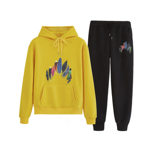 Ensemble de survêtement d'hiver unisexe en coton 100% de qualité supérieure, deux pièces, style streetwear, avec logo personnalisé et fermeture à cordon - Product Image 5