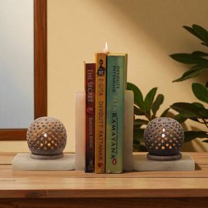 Premium Handmade Beacon 2.0 Serre-livres en marbre Ensemble de porte-livres en pierre solide pour la décoration moderne de la maison et de l'espace de travail - Product Image 3