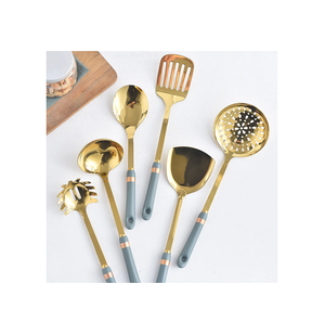 Cuchara de cocina de latón de buena calidad ecológica reutilizable 4 piezas cuchara de cocina de latón elegante clásica hecha a mano multiusos - Product Image 5
