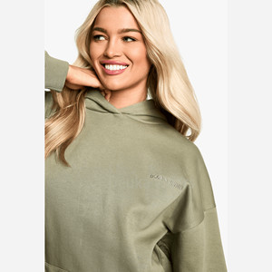 Sudaderas con Capucha Personalizadas al por Mayor para Mujer, con Hombros Caídos, 80% Algodón, 20% Poliéster, Ropa Urbana con Mangas Largas - Product Image 2