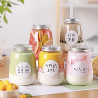 Bouteille de boisson en plastique PET de qualité alimentaire pour thé au lait et jus de fruits, avec bouchon en aluminium en forme de U et trou pour paille, provenant d'une usine au Vietnam