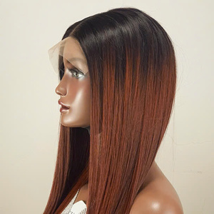 Perruque frontale en dentelle HD couleur marron, densité 180%, longue et droite, pré-épilée, en dentelle transparente vierge - Product Image 2